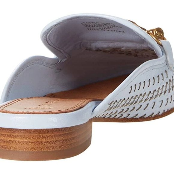 Tory Burch $348 Jessa Woven Backless Loafer Icy Blue Crisp 6 10 - Picture 9 of 16